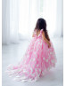 Pink Satin Tulle Butterflies V Back Flower Girl Dress Pink Satin Tulle Butterflies V Back Flower Girl Dress